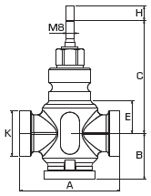 Седельный клапан Esbe VLE132 - габаритные размеры